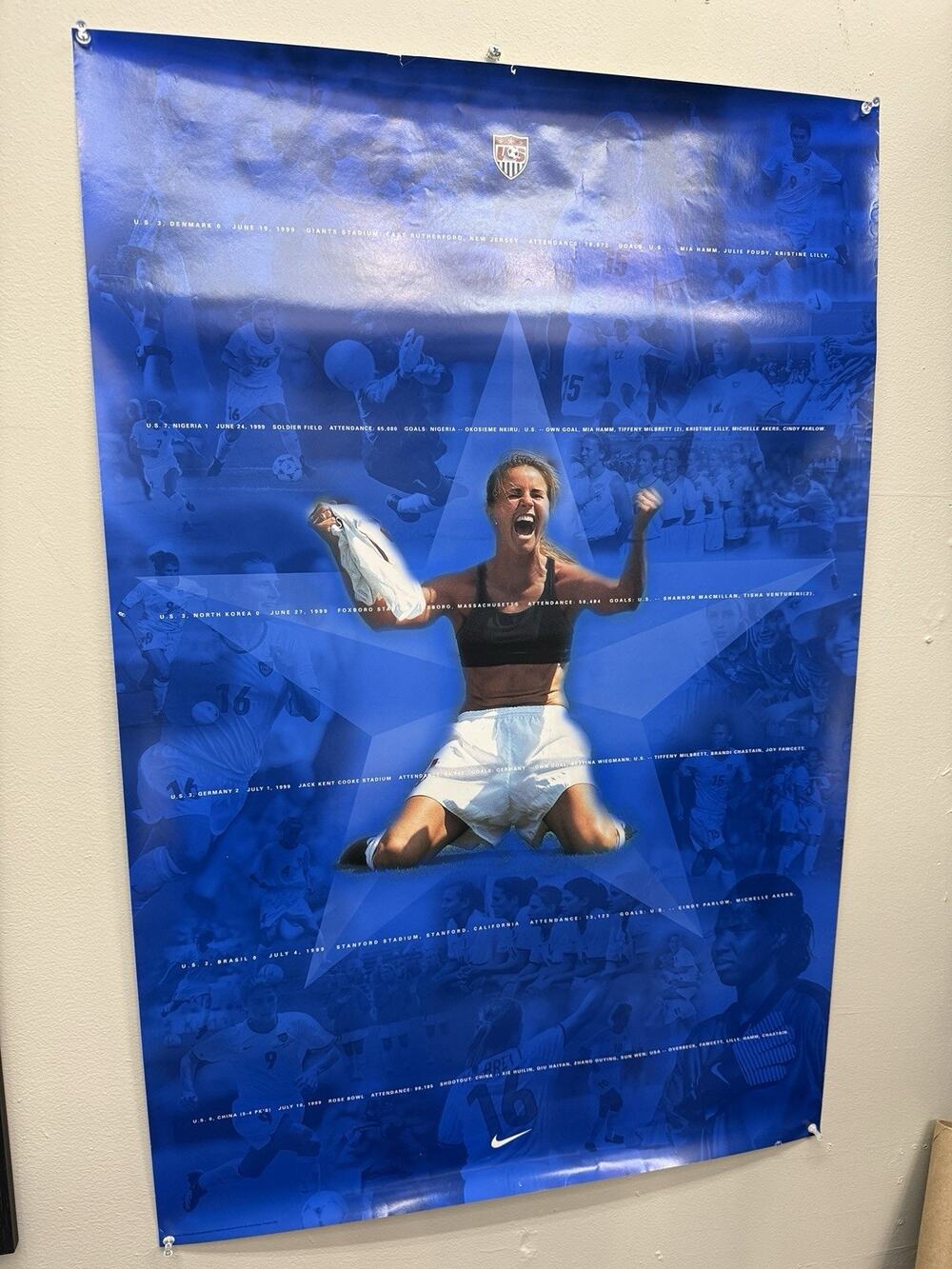 USWNT 1999 World Cup Champions Nike Poster 23" x 35" 99ers Vintage Soccer Womens